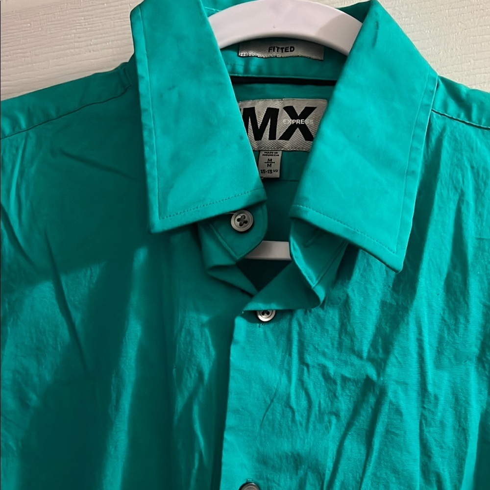 Express Green Dress Shirt Long Sleeve Button-Down - Picture 6 of 6